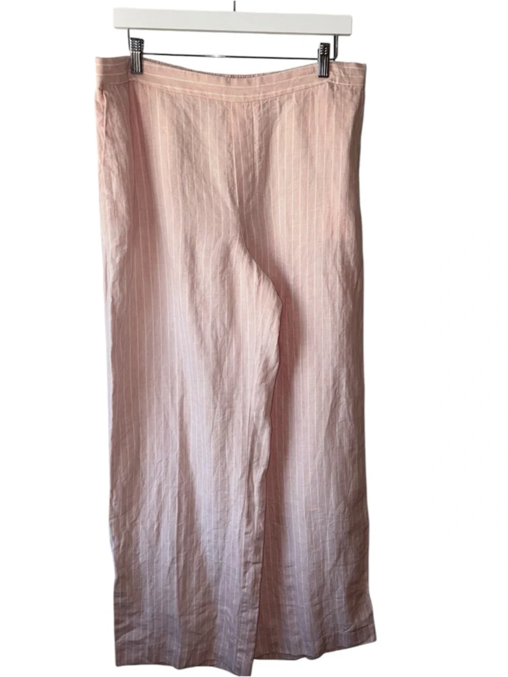 Madewell The Easy Pull-On Pant in 100% Linen Size Large Pink White Stripes - Picture 2 of 8